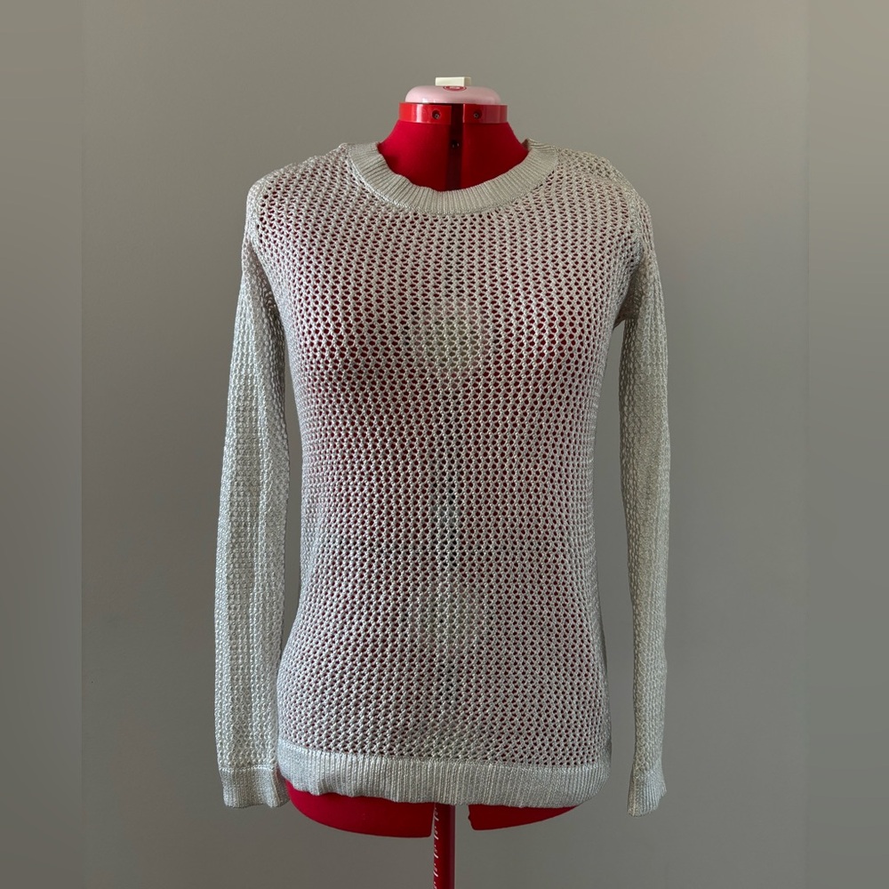 Sandro white silver open Knit Sweater size 1